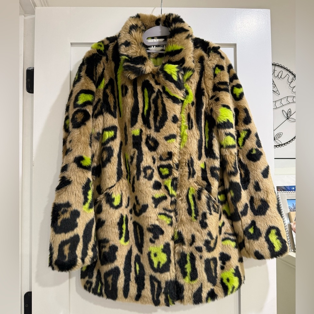 Apparis leopard print faux fur coat